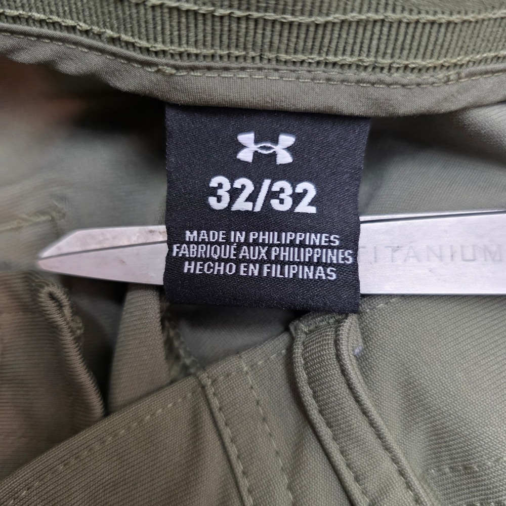 Under Armour Mens Olive Green Performance Chino Pants 32/32 Straight Leg Zipper - Picture 5 of 10